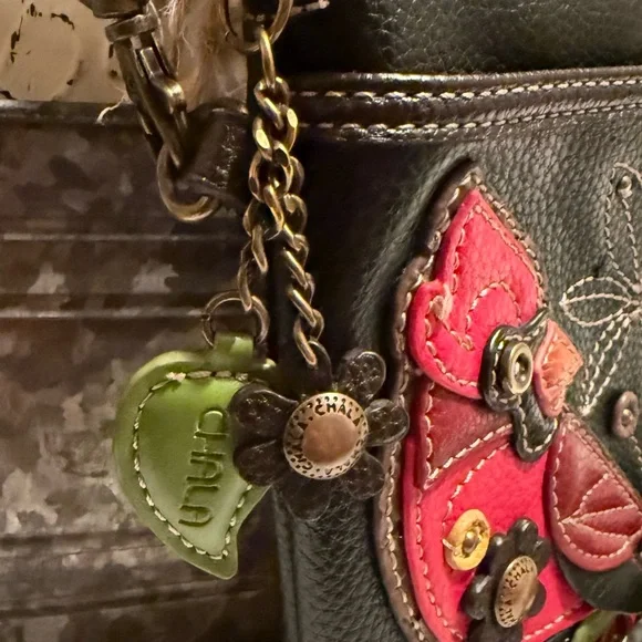 CHALA Black Crossbody Phone Bag with Red Cardinal Applique - Picture 2 of 4